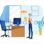 دانلود وکتور مردی که پادکست گوش میدهد