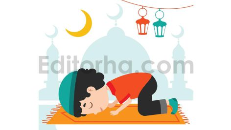 دانلود وکتور نماز، سجده کردن پسر بچه
