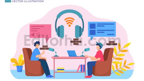 دانلود وکتور لایه باز ضبط پادکست صوتی