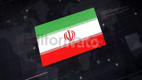 دانلود بک گراند موشن گرافیک پرچم ایران روی پس زمینه نقشه جهان