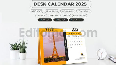 دانلود فایل لایه باز تقویم رومیزی Desk Calendar 2025