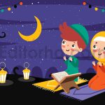 دانلود وکتور قرآن و دعا خواندن بچه ها