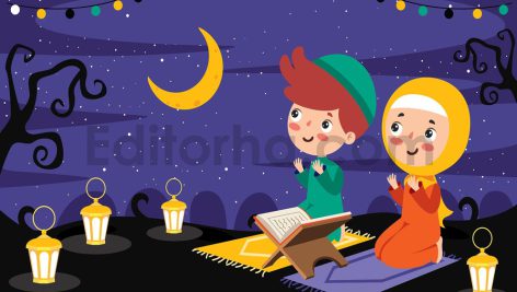 دانلود وکتور قرآن و دعا خواندن بچه ها