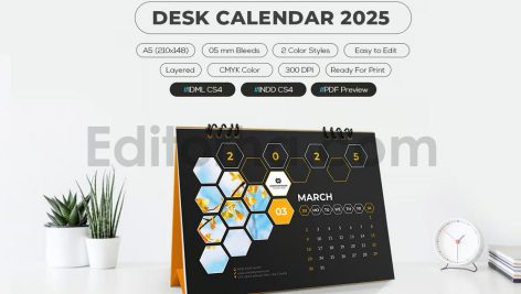 دانلود فایل لایه باز تقویم رومیزی Desk Calendar 2025