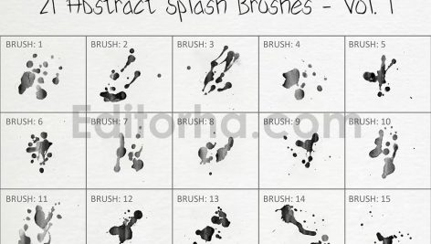 دانلود ۲۱ براش فتوشاپ چکیدن رنگ ۲۱ Abstract Splash Brushes – Vol. 1 Brushes
