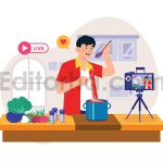 دانلود وکتور لایه باز آشپزی مرد بلاگر