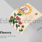 دانلود فایل لایه باز کارت دعوت تولد گلدار