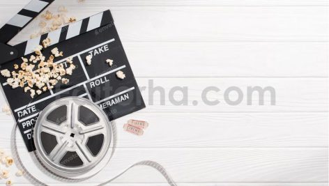 دانلود عکس نوار فیلم، ذرت بو داده و بلیت سینما