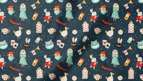 دانلود پترن سرزمین عجایب Wonderland Seamless Patterns
