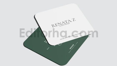 دانلود طرح لایه باز ماکت کارت ویزیت مربع Rounded Square Business Card Mockup