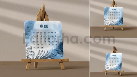 دانلود فایل لایه باز تقویم رومیزی روی پایه مقوایی کرافت