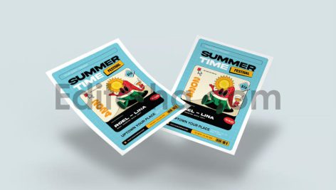 دانلود فایل لایه باز آگهی/بروشور جشنواره تابستانی Summer Time Festival Flyer