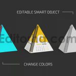 دانلود فایل لایه باز تقویم رومیزی هرمی مارپیچ Spiral Pyramid Desk Calendar Mockup