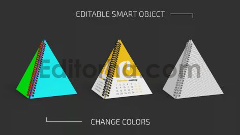 دانلود فایل لایه باز تقویم رومیزی هرمی مارپیچ Spiral Pyramid Desk Calendar Mockup