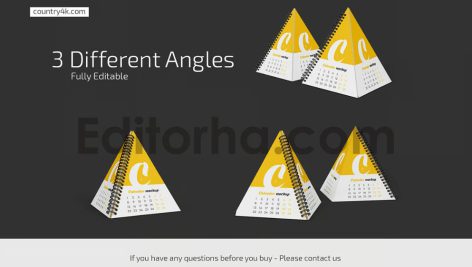 دانلود فایل لایه باز تقویم رومیزی هرمی مارپیچ Spiral Pyramid Desk Calendar Mockup