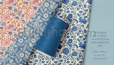 دانلود مجموعه پترن سنتی هندی Indian Ethnic Traditional Print Seamless Patterns