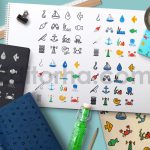 دانلود مجموعه پترن و آیکون دریایی Sea Icons and Patterns Set
