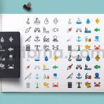 دانلود مجموعه پترن و آیکون دریایی Sea Icons and Patterns Set