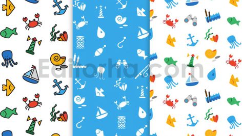 دانلود مجموعه پترن و آیکون دریایی Sea Icons and Patterns Set
