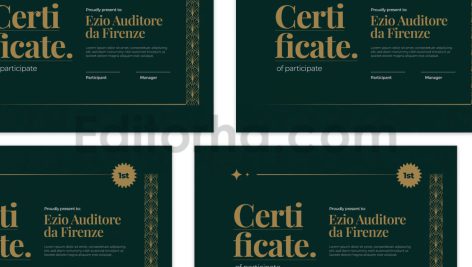 دانلود فایل لایه باز سرتیفیکیت با تم سبز رنگ Green Deco – Certificate