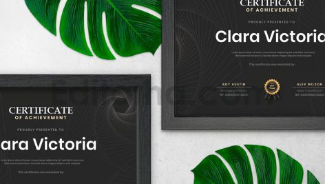 دانلود فایل لایه باز سرتیفیکیت با طرح مارپیچ سیاه Black Spiral Certificate / Diploma Template