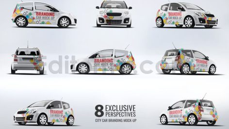 دانلود موکاپ برندینگ ماشین شهری City Car Branding Mock-up