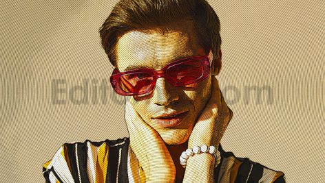 دانلود تمپلیت افکت عکس پاپ آرت رترو حکاکی شده Retro Pop Art Engrave Photo Effect Template