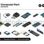 دانلود طراحی ایزومتریک قطعات کامپیوتر Illustration computer part isometric
