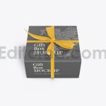 دانلود موکاپ جعبه با روبان پاپیونی Set Gift Box Mockup with Bow Mockup