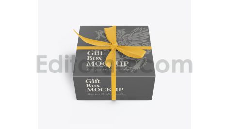 دانلود موکاپ جعبه با روبان پاپیونی Set Gift Box Mockup with Bow Mockup