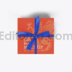 دانلود موکاپ جعبه با روبان پاپیونی Set Gift Box Mockup with Bow Mockup