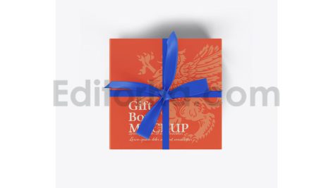 دانلود موکاپ جعبه با روبان پاپیونی Set Gift Box Mockup with Bow Mockup