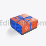 دانلود موکاپ جعبه با روبان پاپیونی Set Gift Box Mockup with Bow Mockup