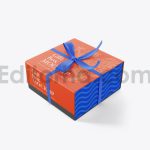 دانلود موکاپ جعبه با روبان پاپیونی Set Gift Box Mockup with Bow Mockup