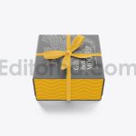دانلود موکاپ جعبه با روبان پاپیونی Set Gift Box Mockup with Bow Mockup