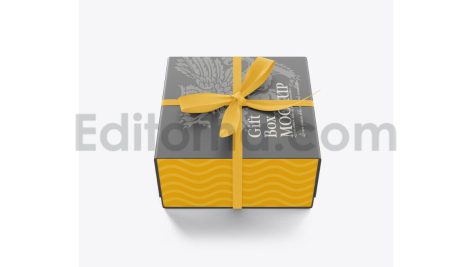 دانلود موکاپ جعبه با روبان پاپیونی Set Gift Box Mockup with Bow Mockup