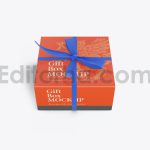 دانلود موکاپ جعبه با روبان پاپیونی Set Gift Box Mockup with Bow Mockup