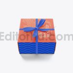 دانلود موکاپ جعبه با روبان پاپیونی Set Gift Box Mockup with Bow Mockup