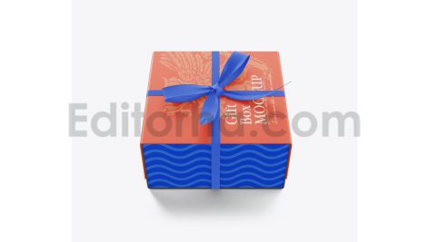 دانلود موکاپ جعبه با روبان پاپیونی Set Gift Box Mockup with Bow Mockup