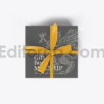 دانلود موکاپ جعبه با روبان پاپیونی Set Gift Box Mockup with Bow Mockup