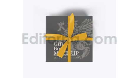 دانلود موکاپ جعبه با روبان پاپیونی Set Gift Box Mockup with Bow Mockup