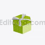 دانلود موکاپ جعبه کادوی شش ضلعی با روبان پاپیونی Hexagonal Gift Box with Bow Mockup