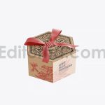 دانلود موکاپ جعبه کادوی شش ضلعی با روبان پاپیونی Hexagonal Gift Box with Bow Mockup