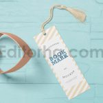 دانلود موکاپ بوک مارک، نشانک کتاب منگوله‌دار