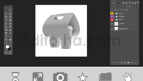 دانلود موکاپ جعبه حمل لیوان قهوه Coffee Cups in Carrier Mockup