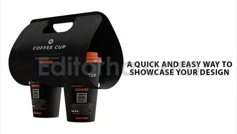 دانلود موکاپ جعبه حمل لیوان قهوه Coffee Cups in Carrier Mockup