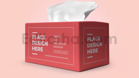 دانلود موکاپ بسته‌بندی جعبه دستمال کاغذی Tissue Box Packaging Mockup Template Set