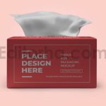 دانلود موکاپ بسته‌بندی جعبه دستمال کاغذی Tissue Box Packaging Mockup Template Set