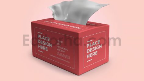 دانلود موکاپ بسته‌بندی جعبه دستمال کاغذی Tissue Box Packaging Mockup Template Set