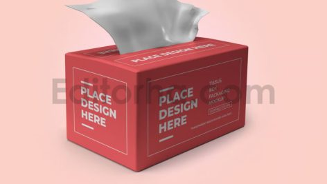 دانلود موکاپ بسته‌بندی جعبه دستمال کاغذی Tissue Box Packaging Mockup Template Set